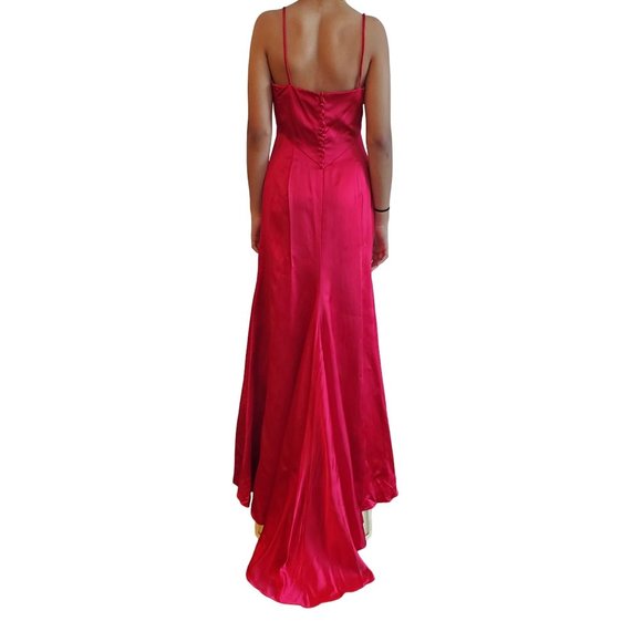 NWT Vintage Watters and Watters Red Satin Formal Maxi Dress Size 2 - Picture 2 of 13